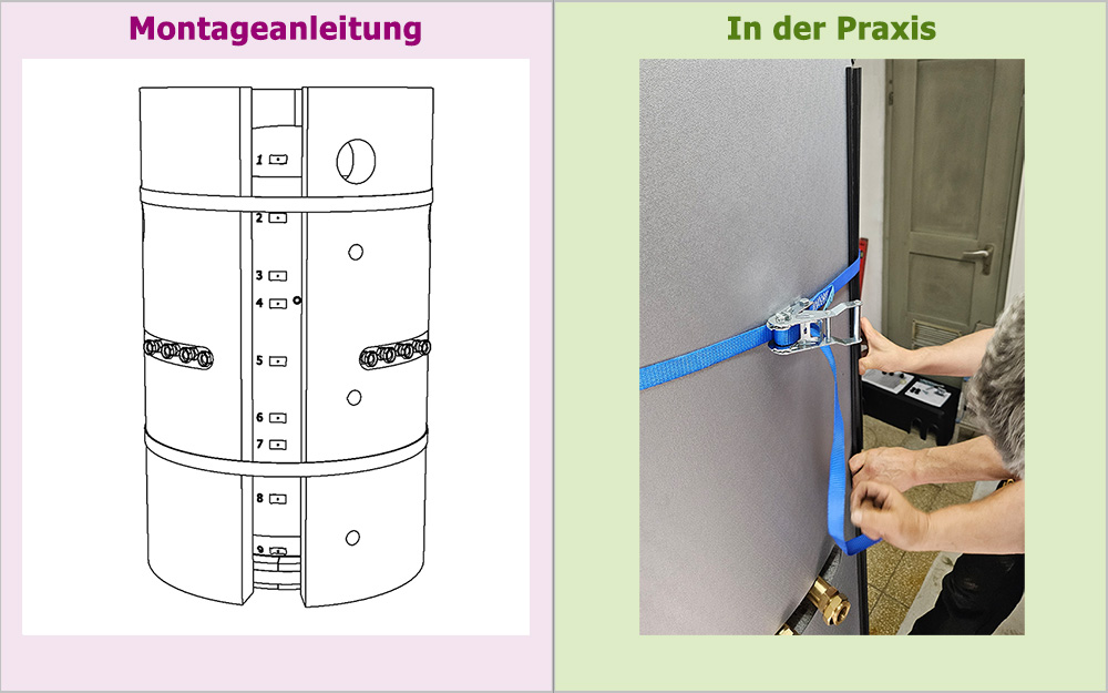 Schritt 9b – Mit Spanngurten verschließen